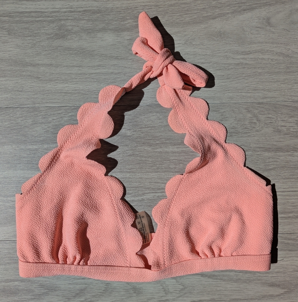 Zaful Peach Scalloped Halter Camisole Top